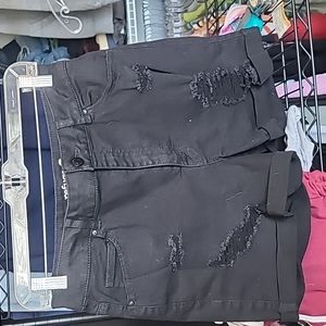Black denim shorts